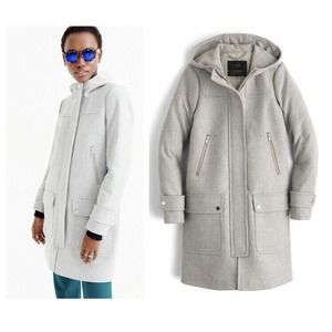 J Crew Womens Melton Wool Duffle Coat Size 00 Wool Gray Style A8904 Lined Hooded